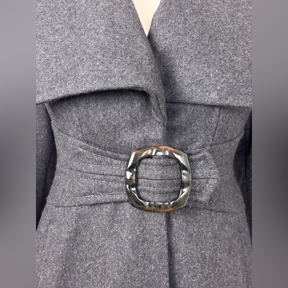 jessica simpson XS wool long black coat oversized collar fully lined - Picture 10 of 17